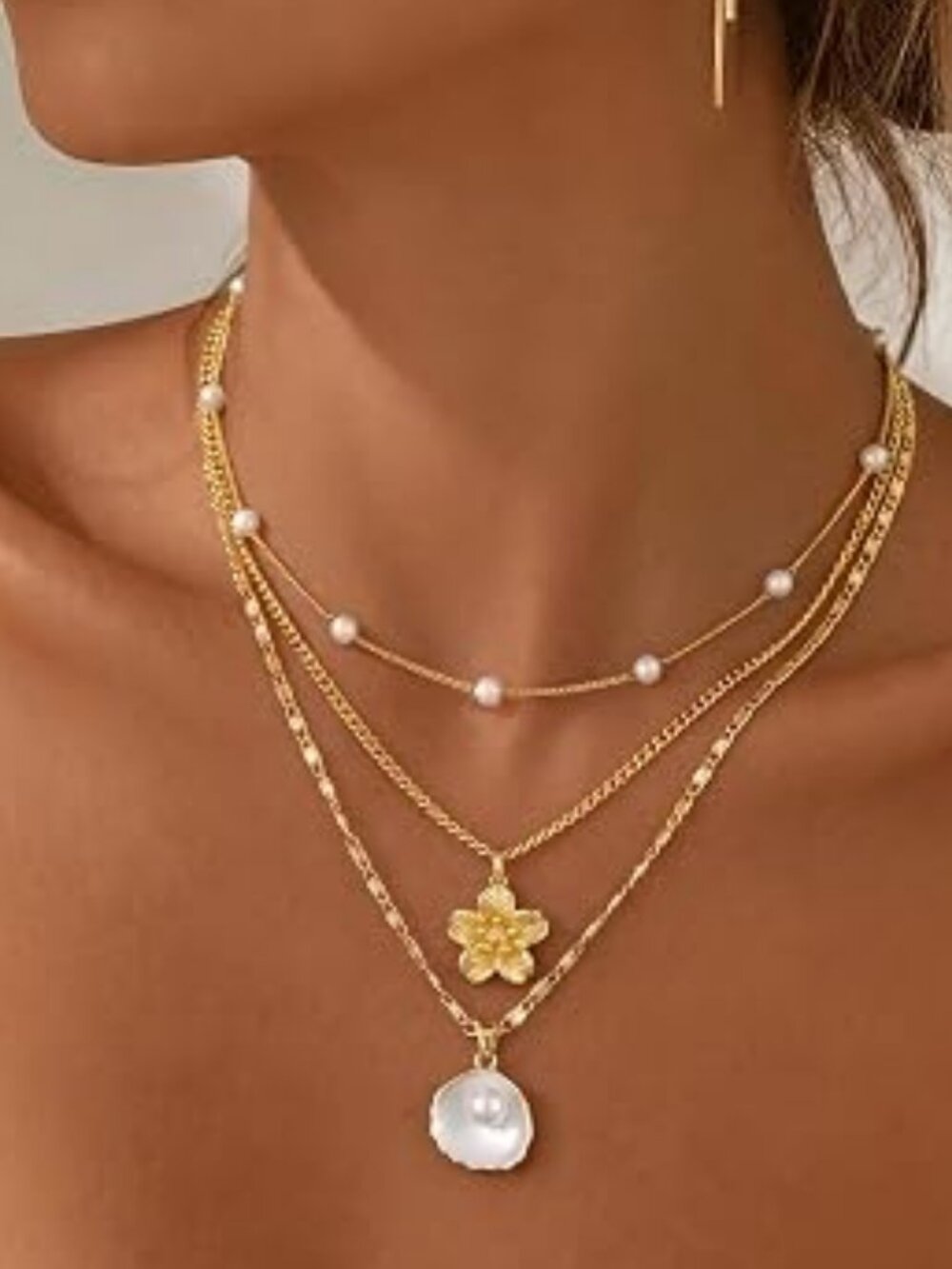 3 Pcs 14K Gold Plated Waterproof Necklaces for Women, Gold Necklace Stack